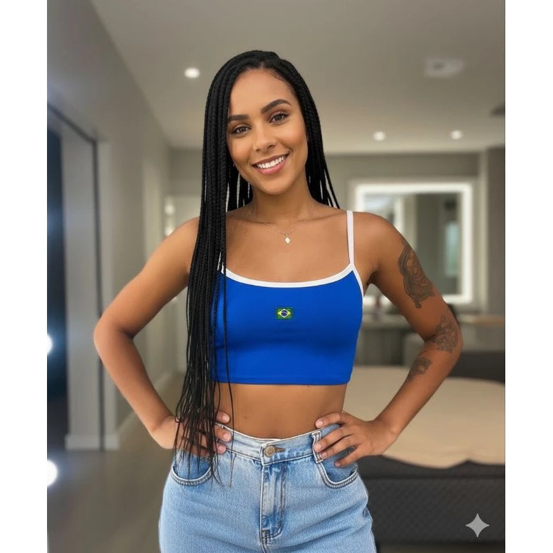 Cropped Brasil Alça Fina