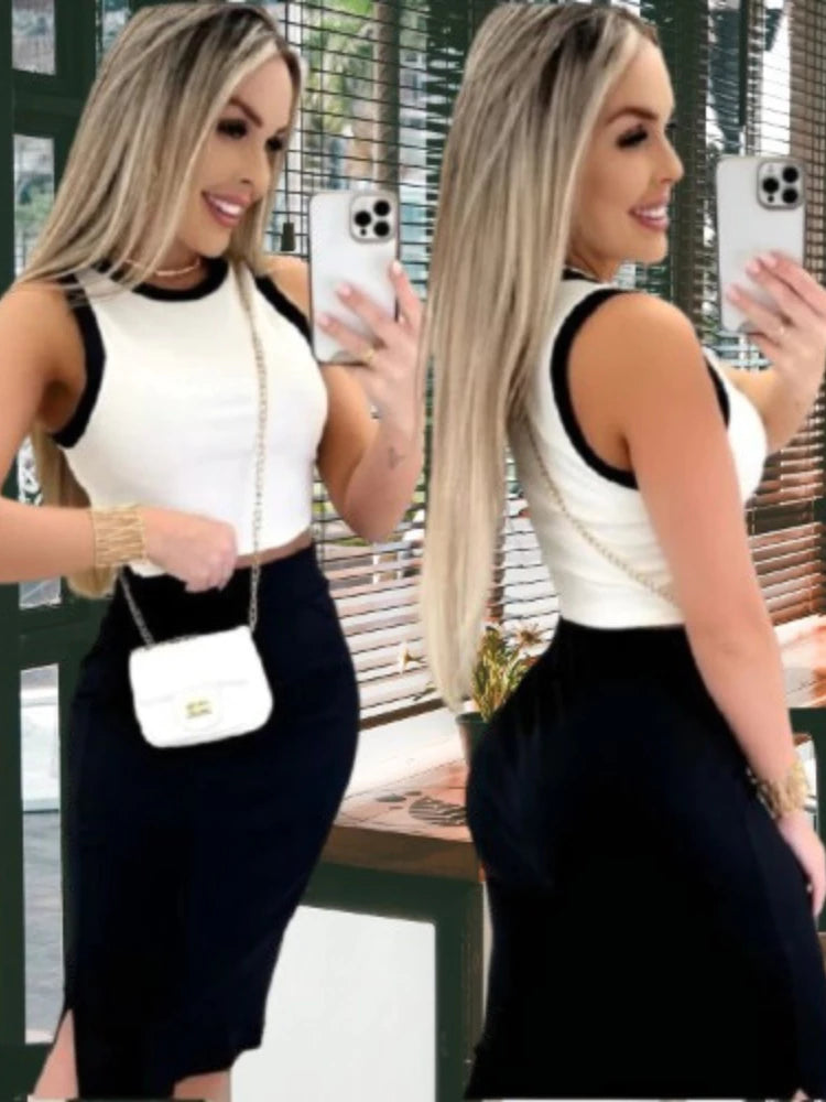 Conjunto Saia Midi e Cropped